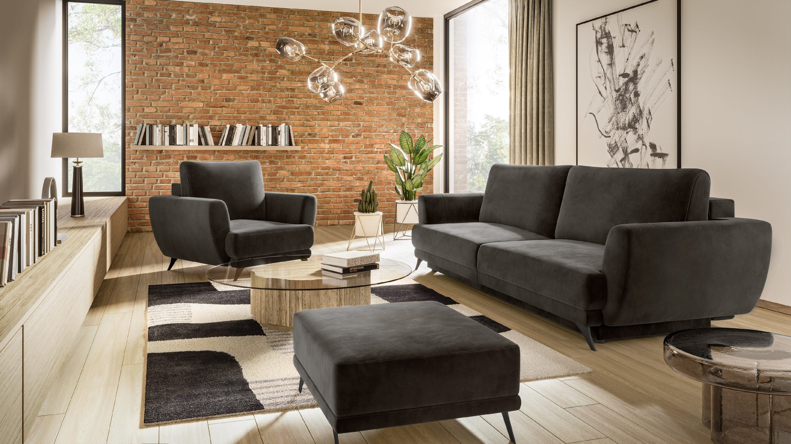 Sestava Megis - 3F+1F+taburet látka: Velvetmat 10