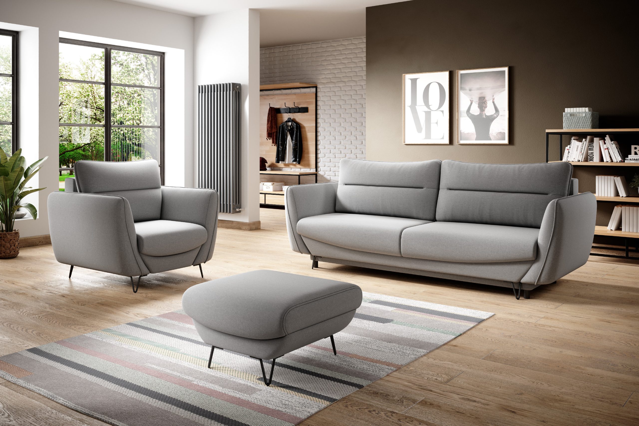 Sestava Silva - 3F + 1F + taburet látka: Gojo 4