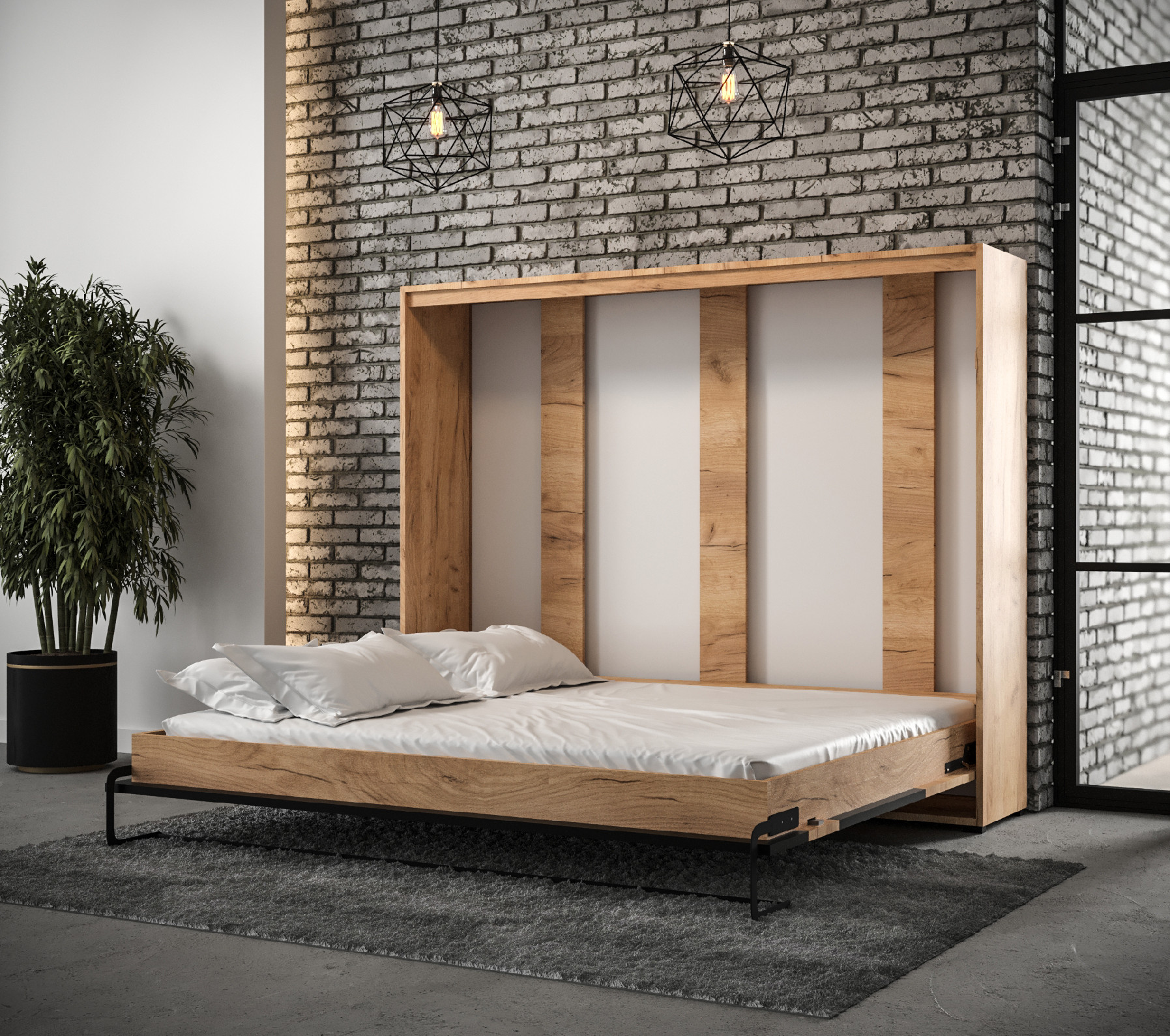 Vyklápěcí postel Case Loft Black - Poziomy Rozměr: 160x200 cm