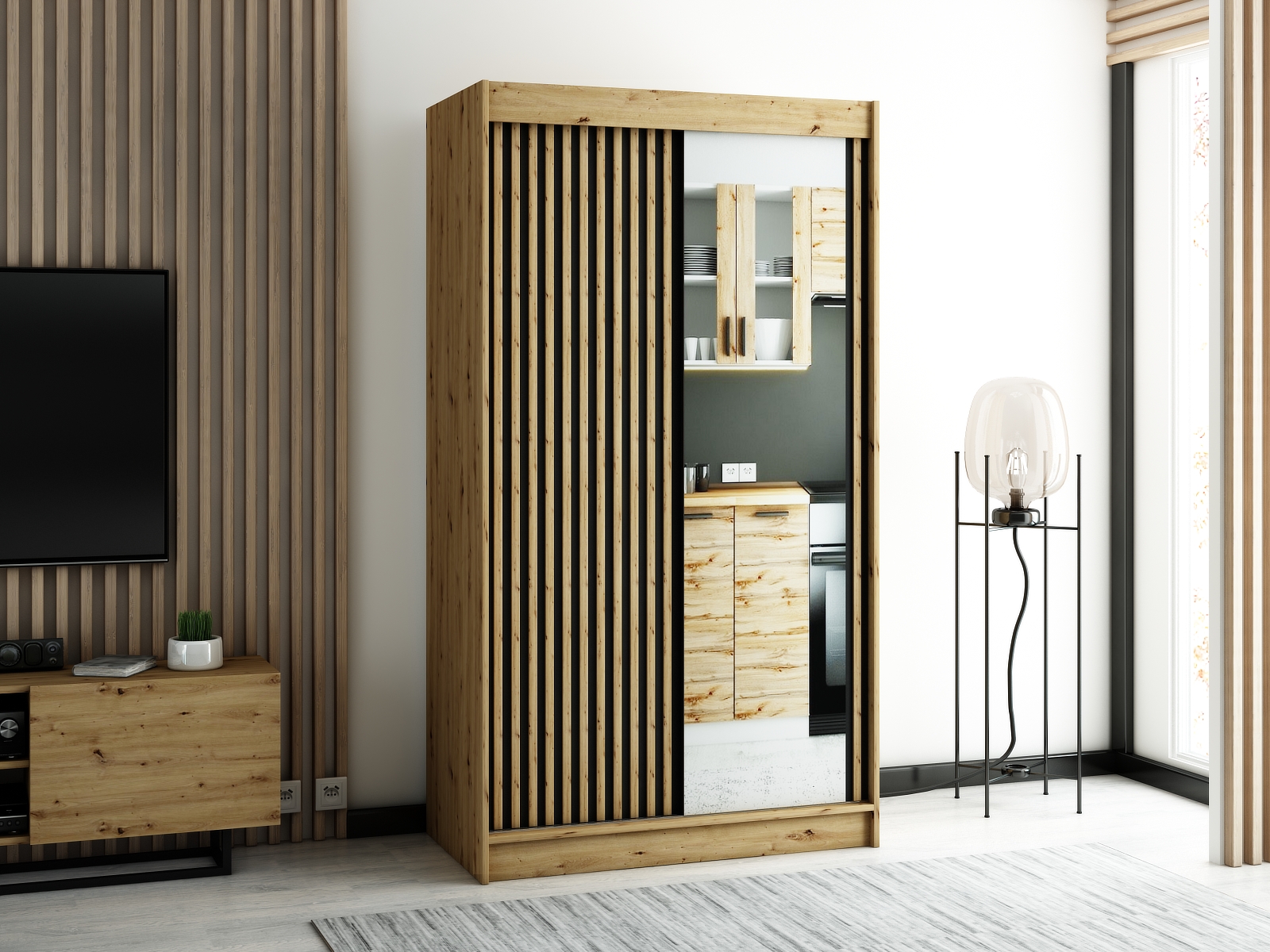 Šatní skříň Abi Lamelo 2 Barva korpusu: Dub - Artisan