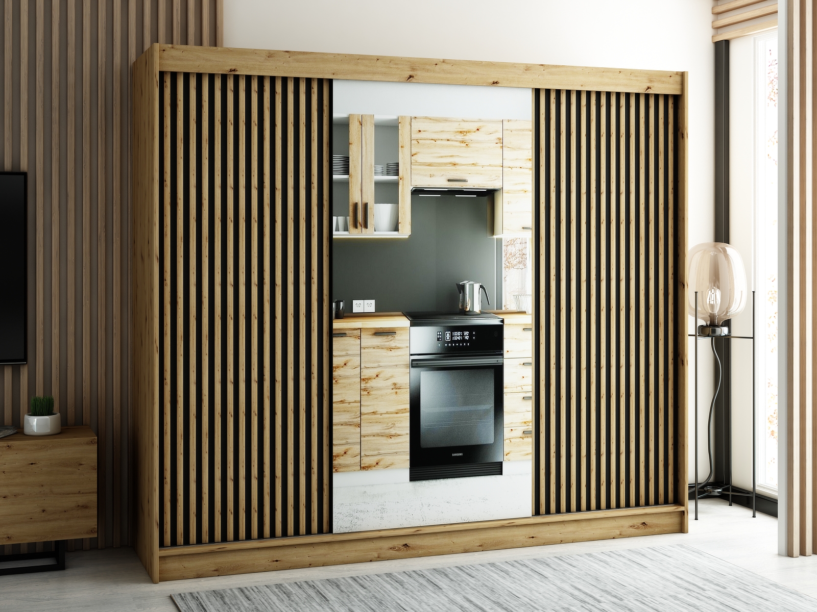 Šatní skříň Abi Lamelo 2 Barva korpusu: Dub - Artisan