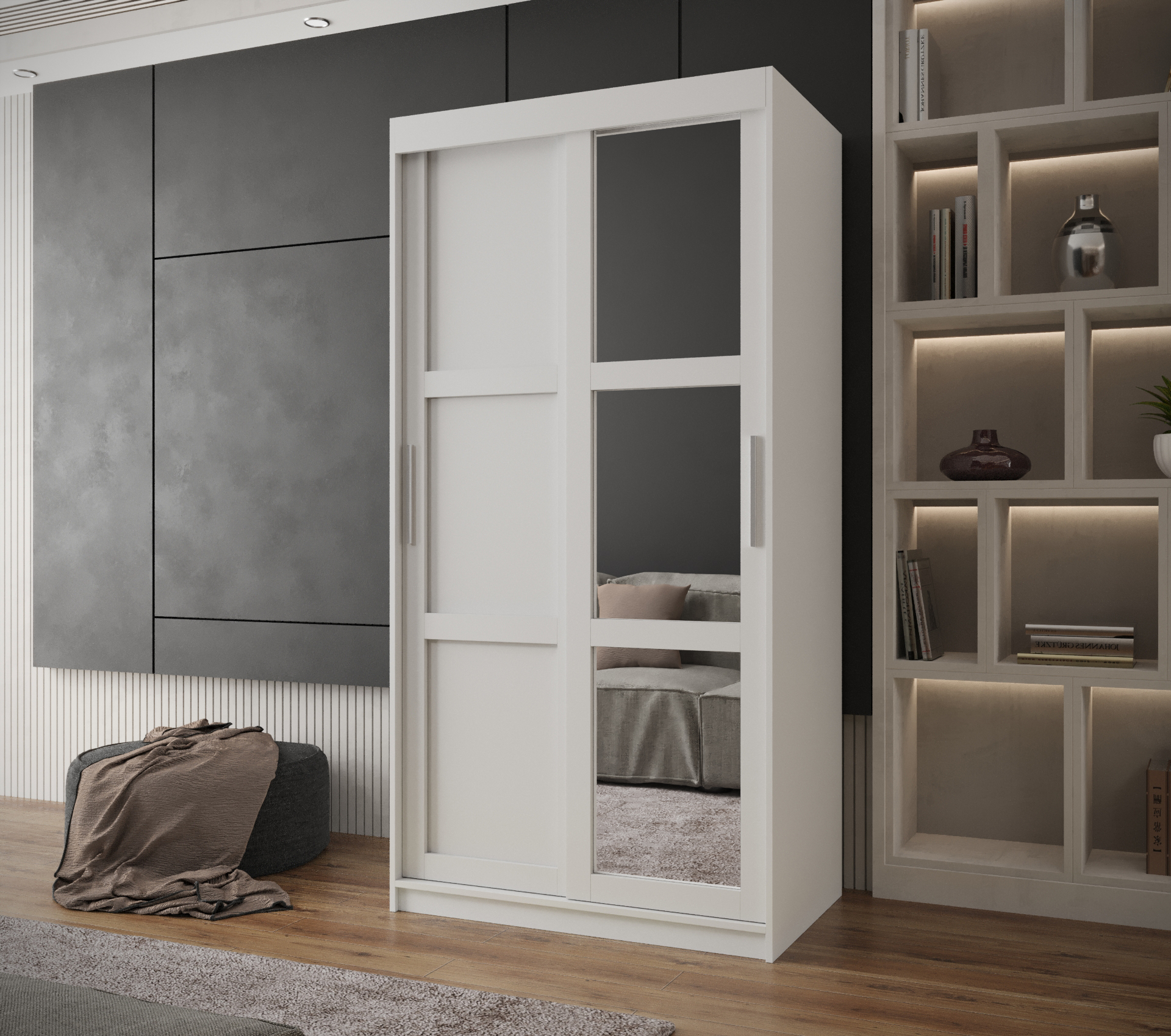 Šatní skříň Abi Miror 3 Barva korpusu: Bílá