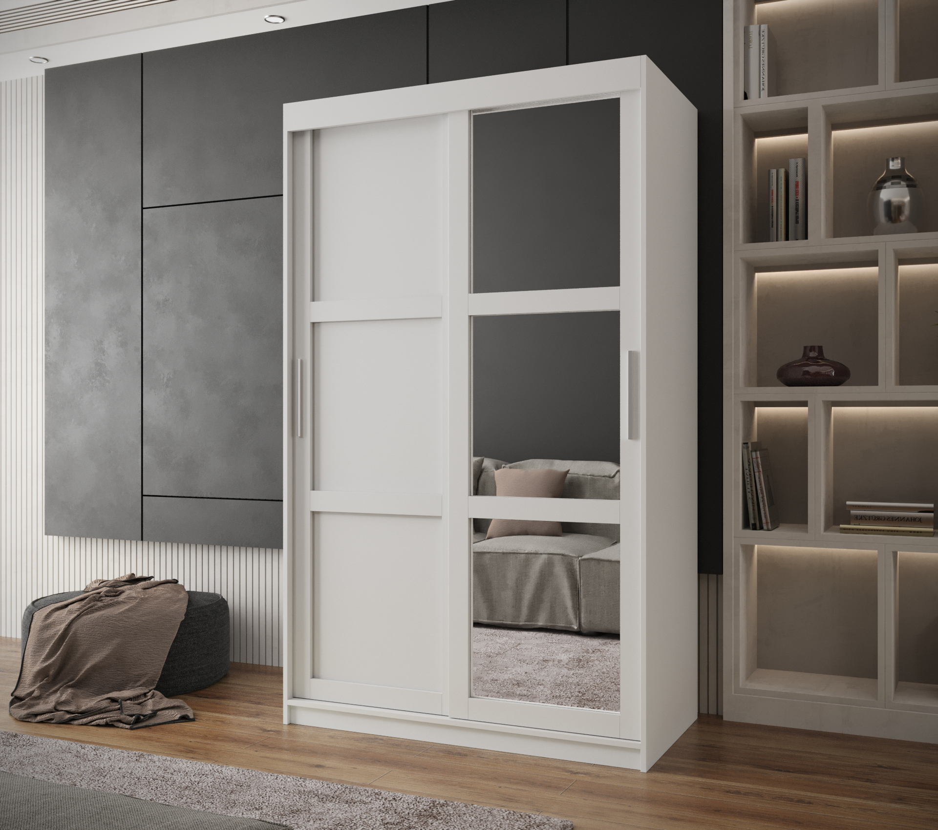 Šatní skříň Abi Miror 3 Barva korpusu: Bílá