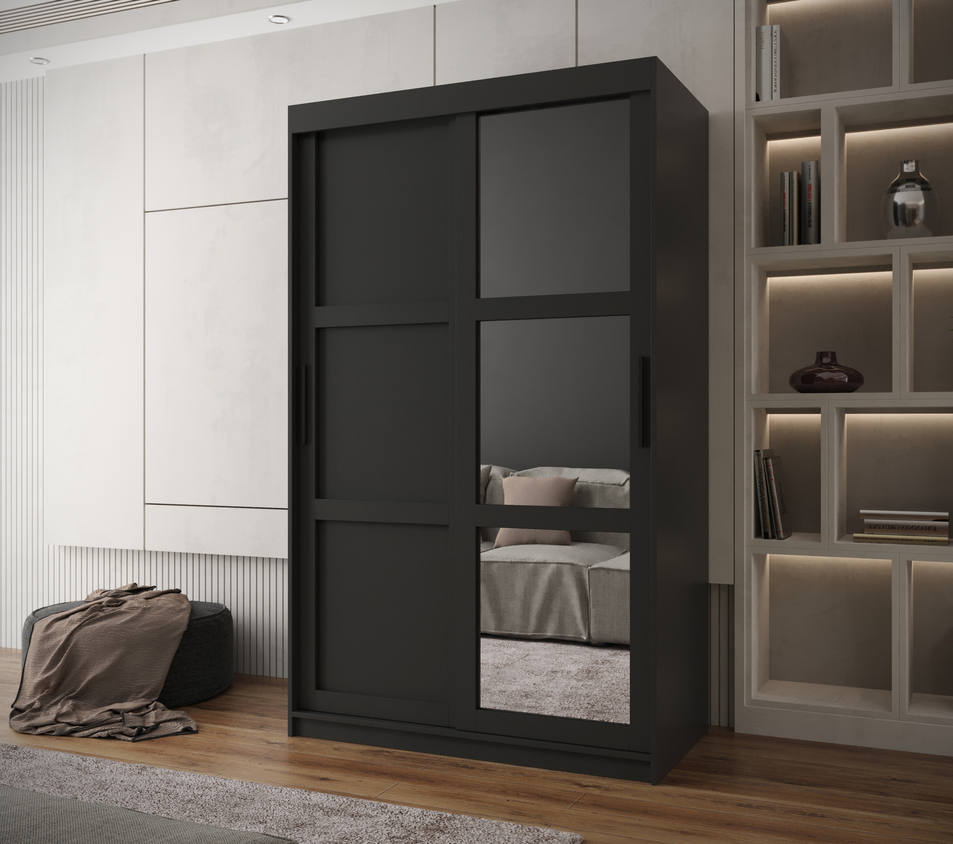 Šatní skříň Abi Miror 3 Barva korpusu: Černá