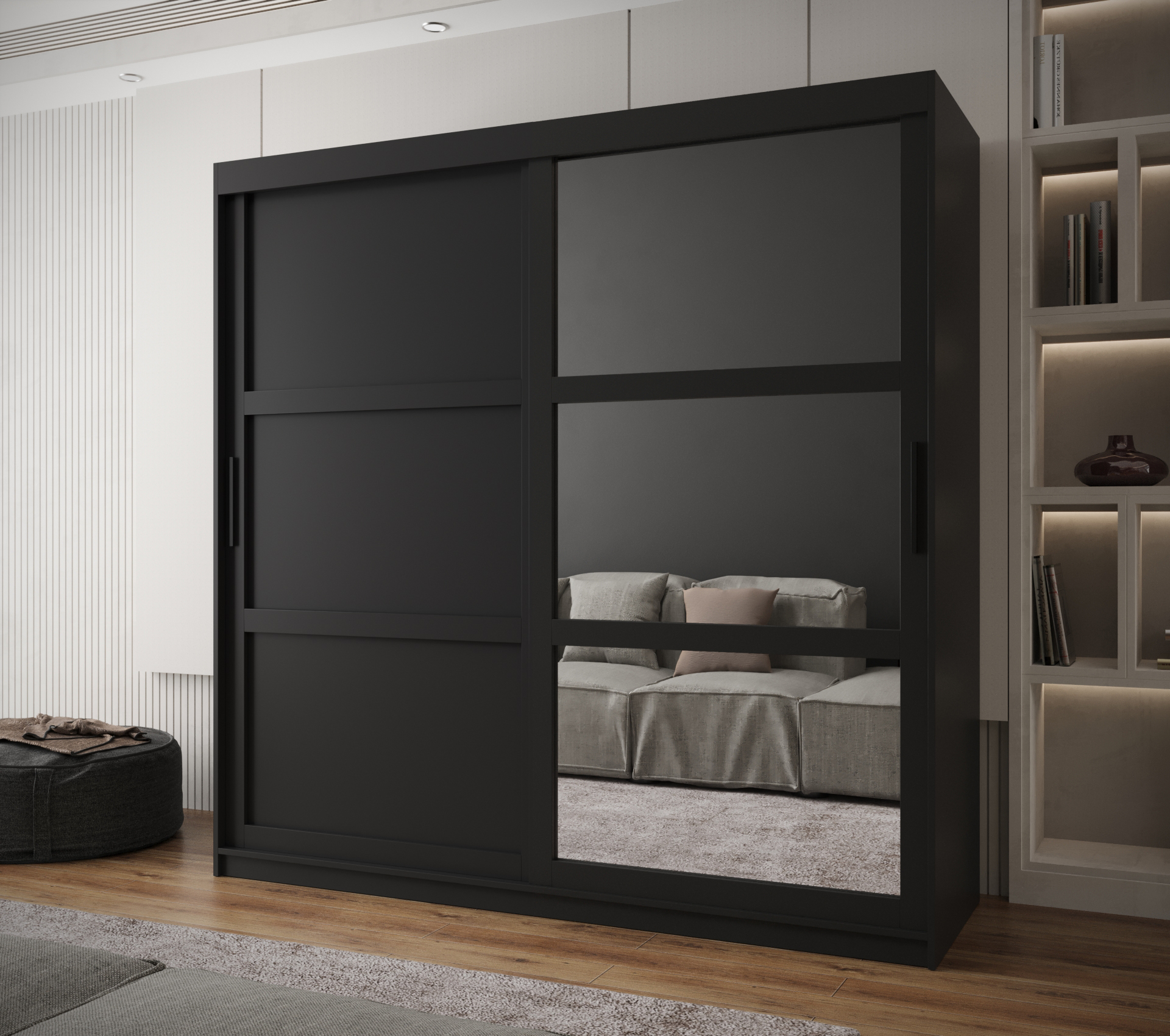 Šatní skříň Abi Miror 3 Barva korpusu: Černá