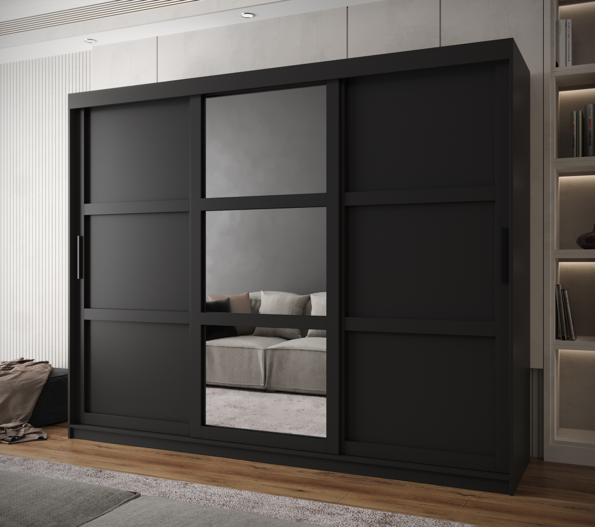 Šatní skříň Abi Miror 3 Barva korpusu: Černá