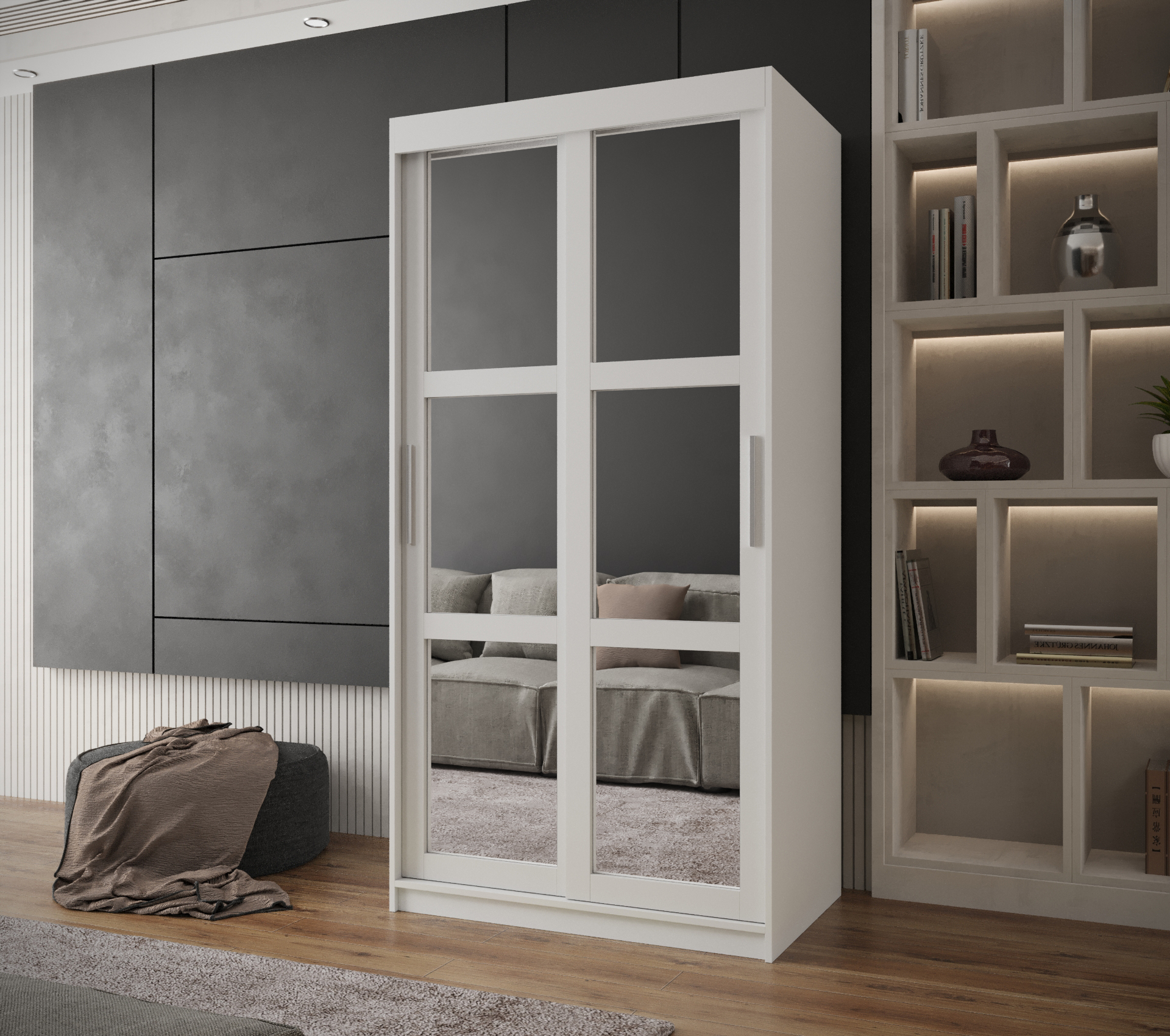 Šatní skříň Abi Miror Barva korpusu: Bílá