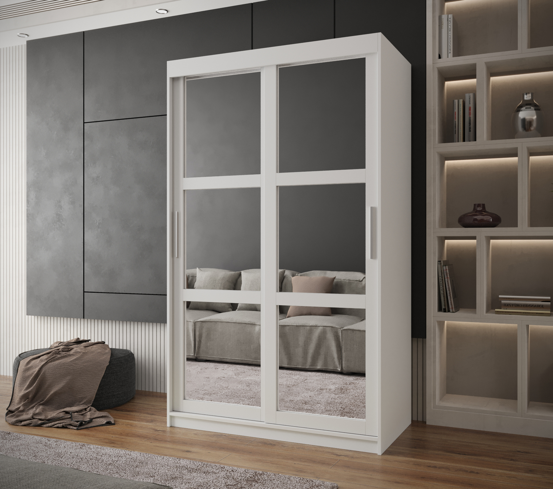 Šatní skříň Abi Miror Barva korpusu: Bílá