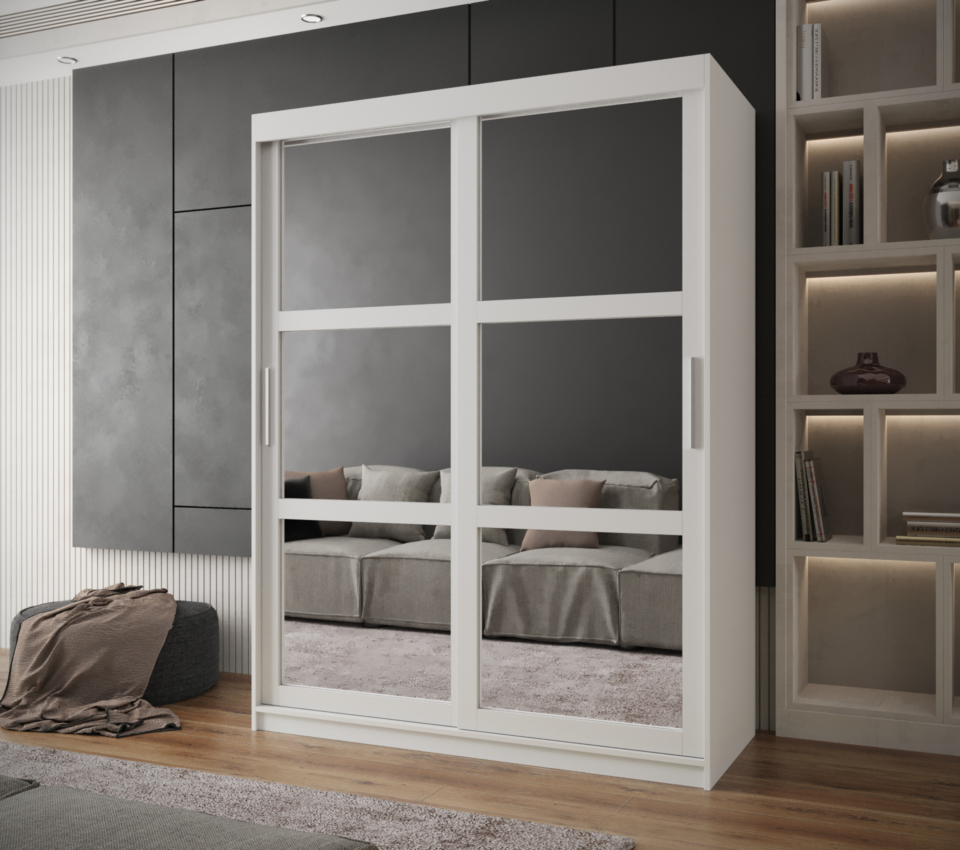 Šatní skříň Abi Miror Barva korpusu: Bílá