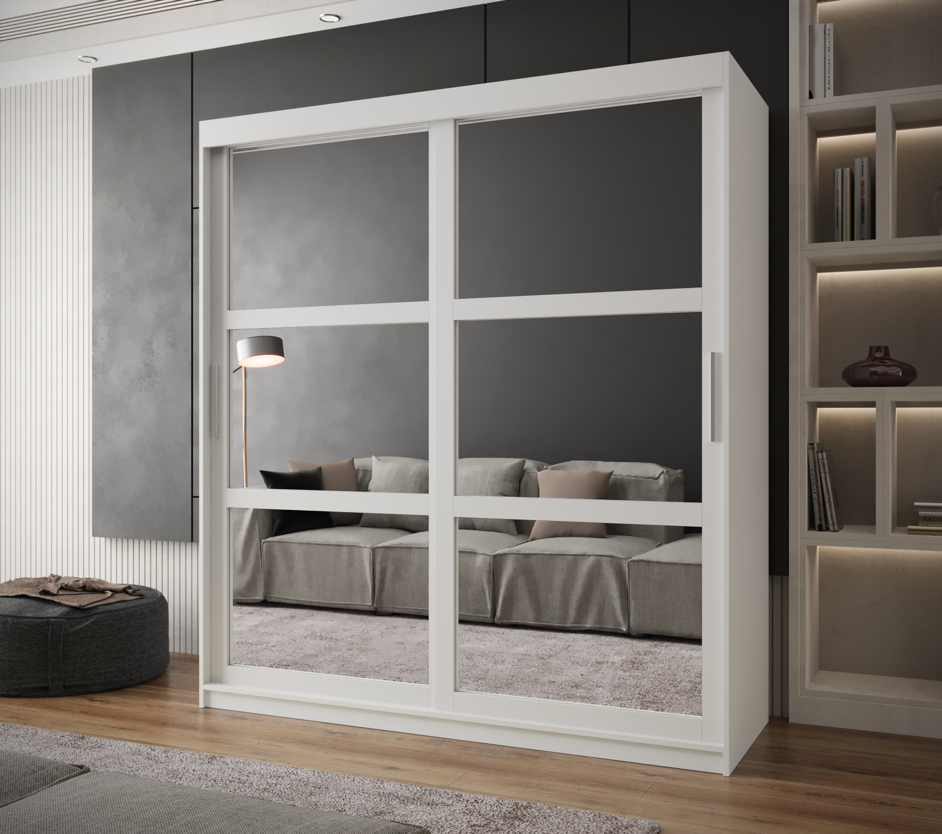 Šatní skříň Abi Miror Barva korpusu: Bílá