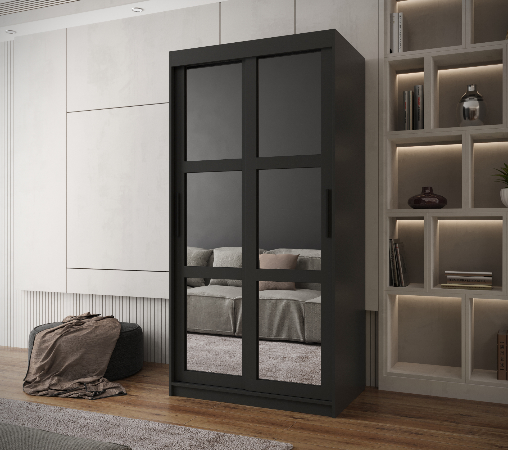 Šatní skříň Abi Miror Barva korpusu: Černá