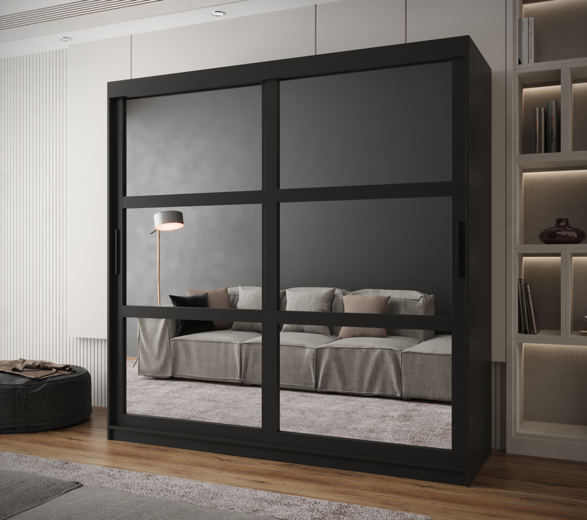 Šatní skříň Abi Miror Barva korpusu: Černá