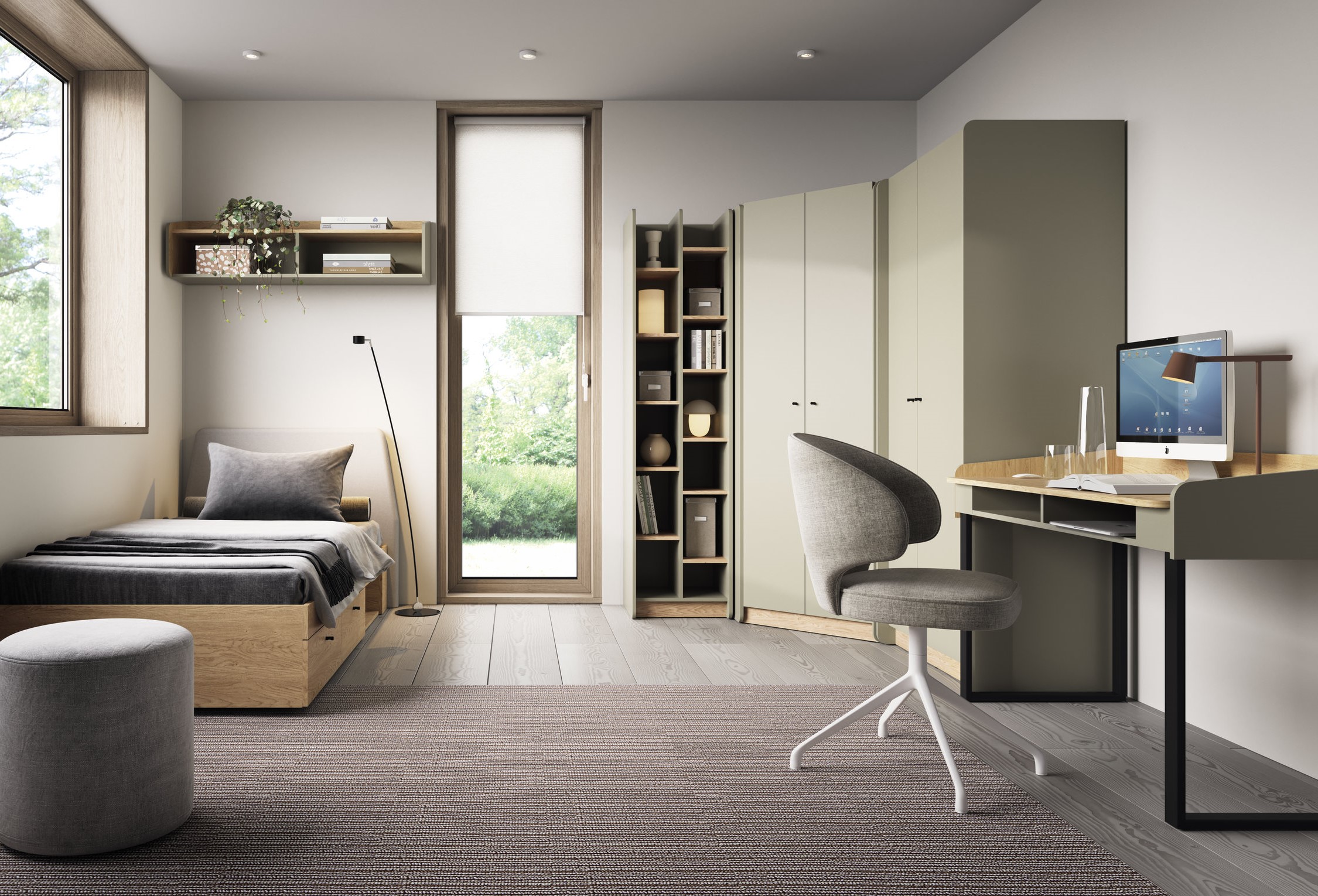 Dětský pokoj Alessio 2 Barva korpusu + barva dveří: Eukaliptus / Dub Baltic Dune