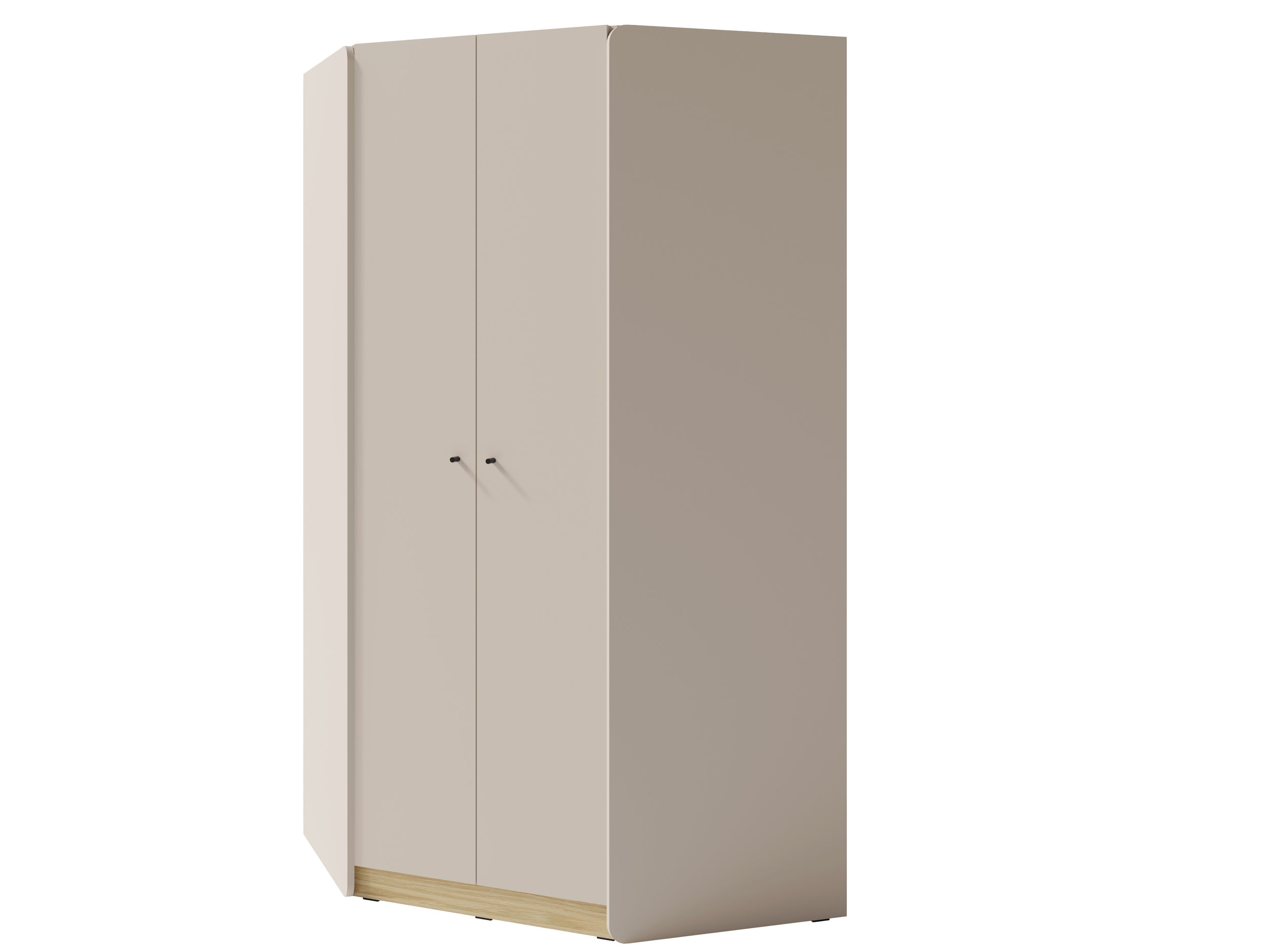 Rohová šatní skříň Alessio AE2 Barva korpusu + barva dveří: Pískově béžová / Dub olejovaný