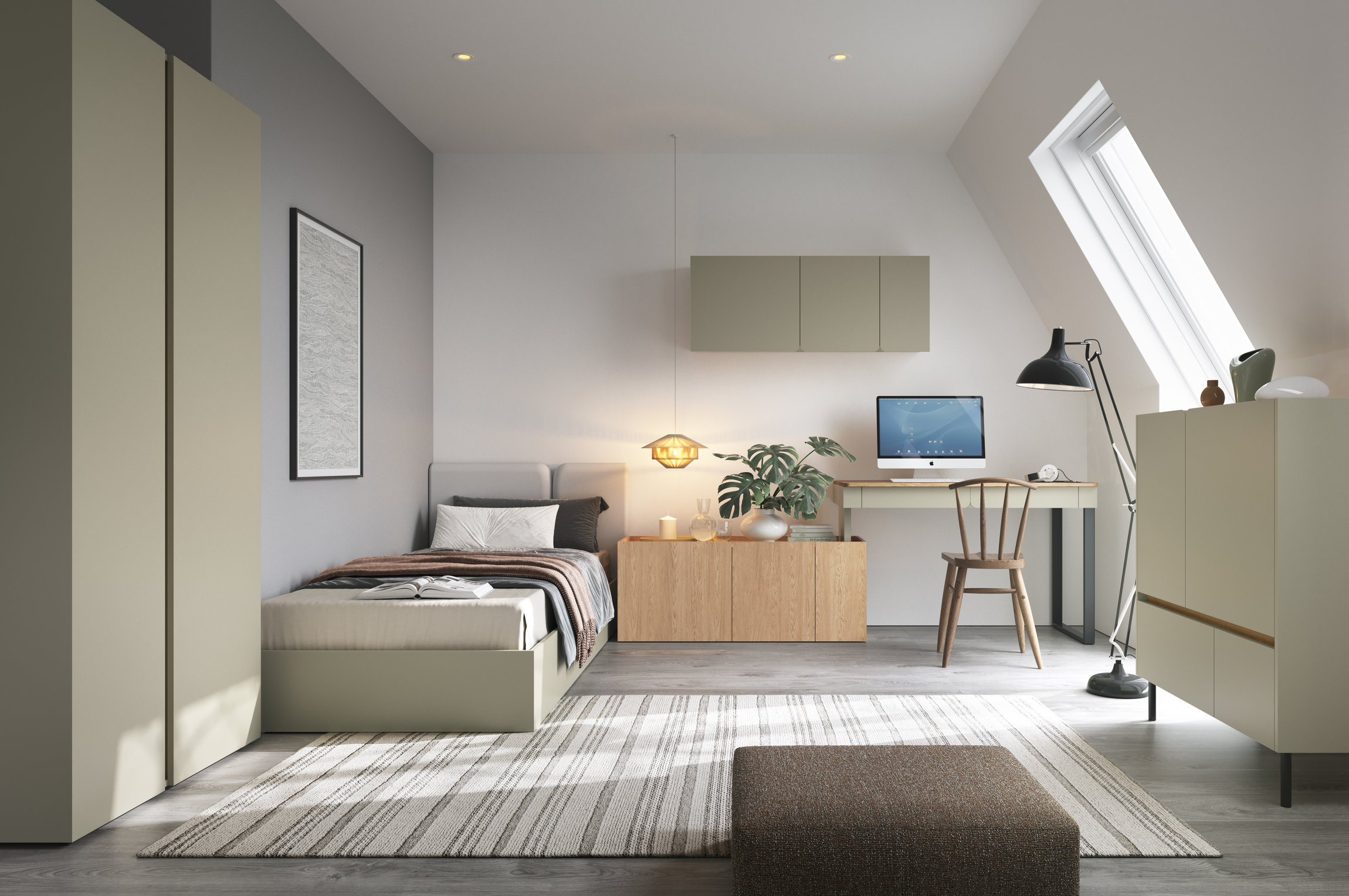 Dětský pokoj Luca 3 Barva korpusu + barva dveří: Eukaliptus / Dub Baltic Dune