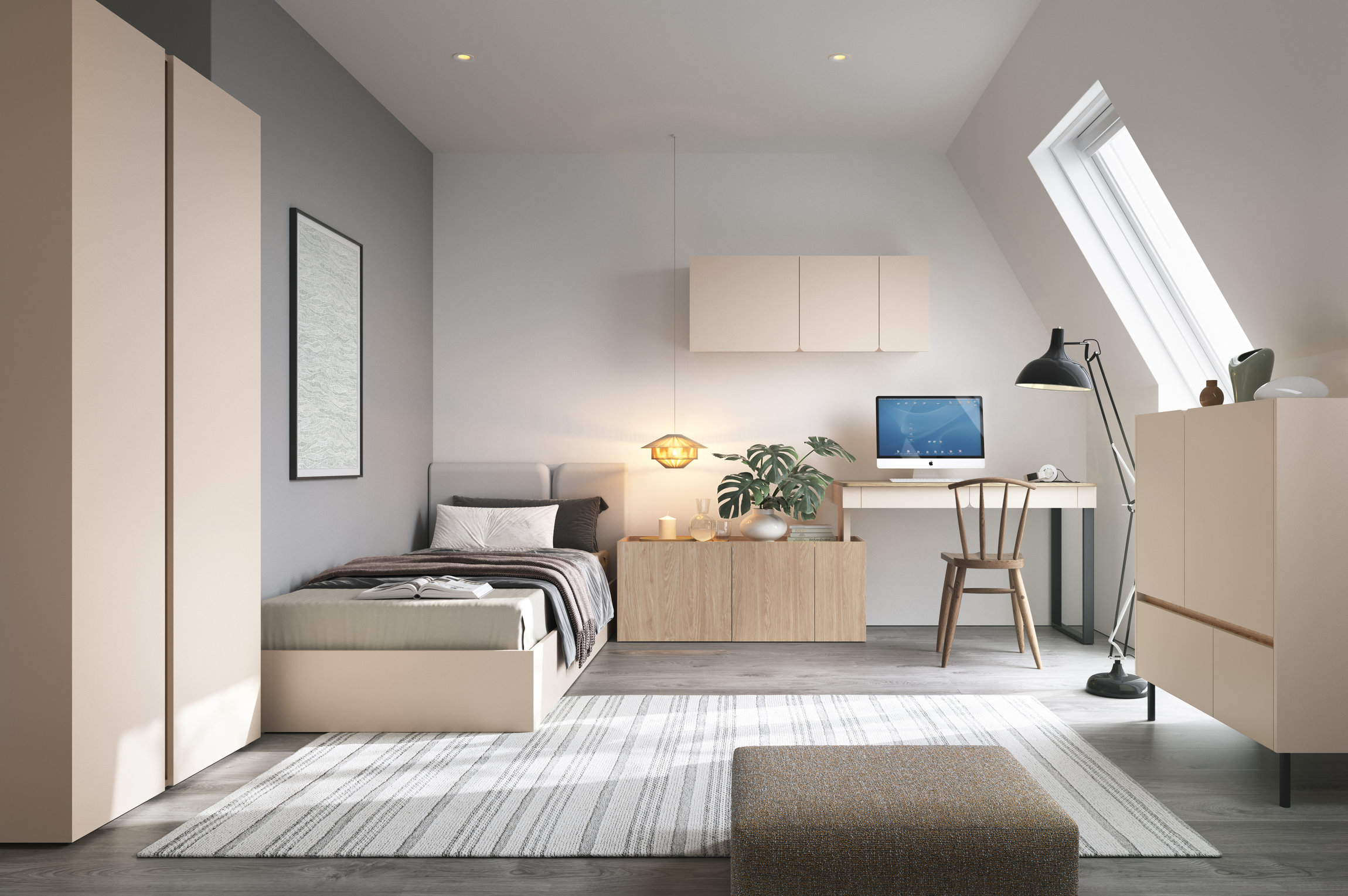 Dětský pokoj Luca 3 Barva korpusu + barva dveří: Pískově béžová / Dub olejovaný