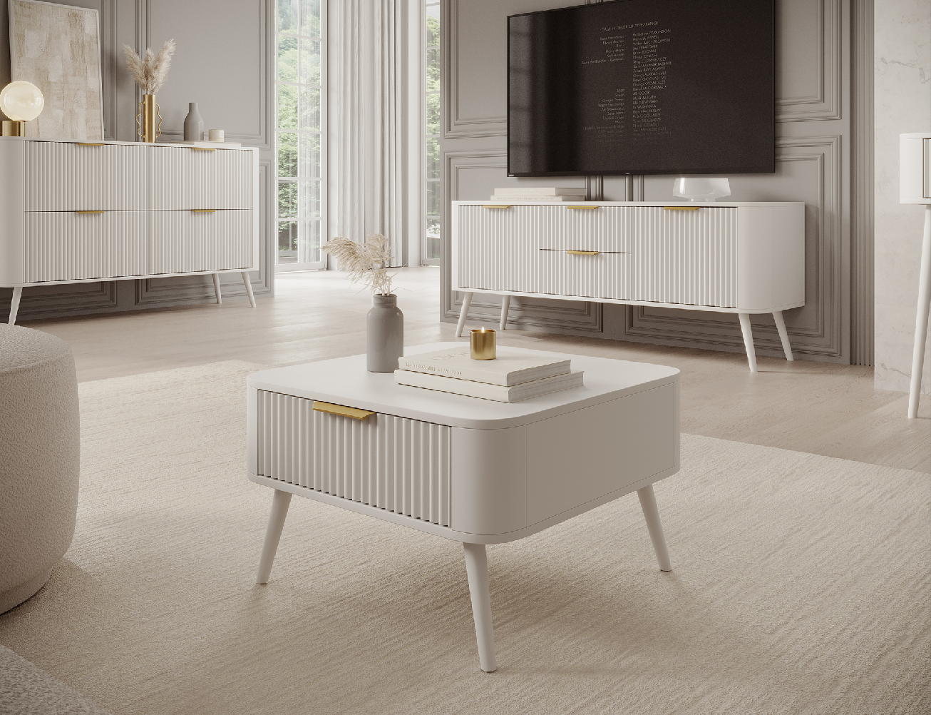 Konferenční stolek Chavelle Barva korpusu: Bílá