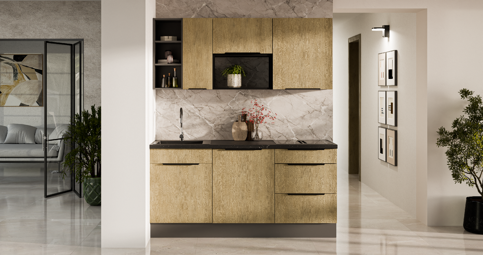 Kuchyňská linka 180 cm Cremona ANT 1 Barva korpusu: Antracit