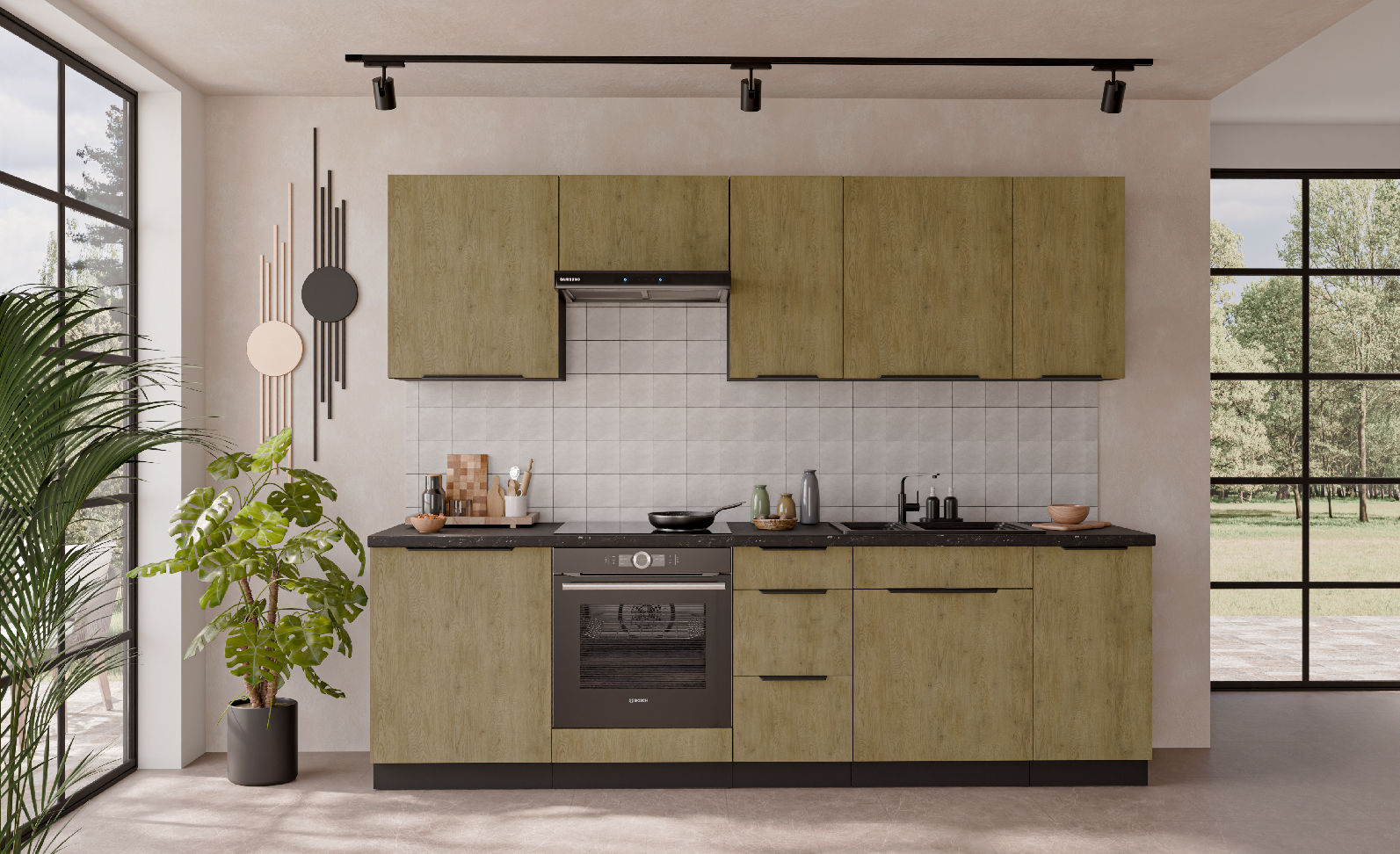 Kuchyňská linka 260 cm Cremona 2 Barva korpusu: Černá