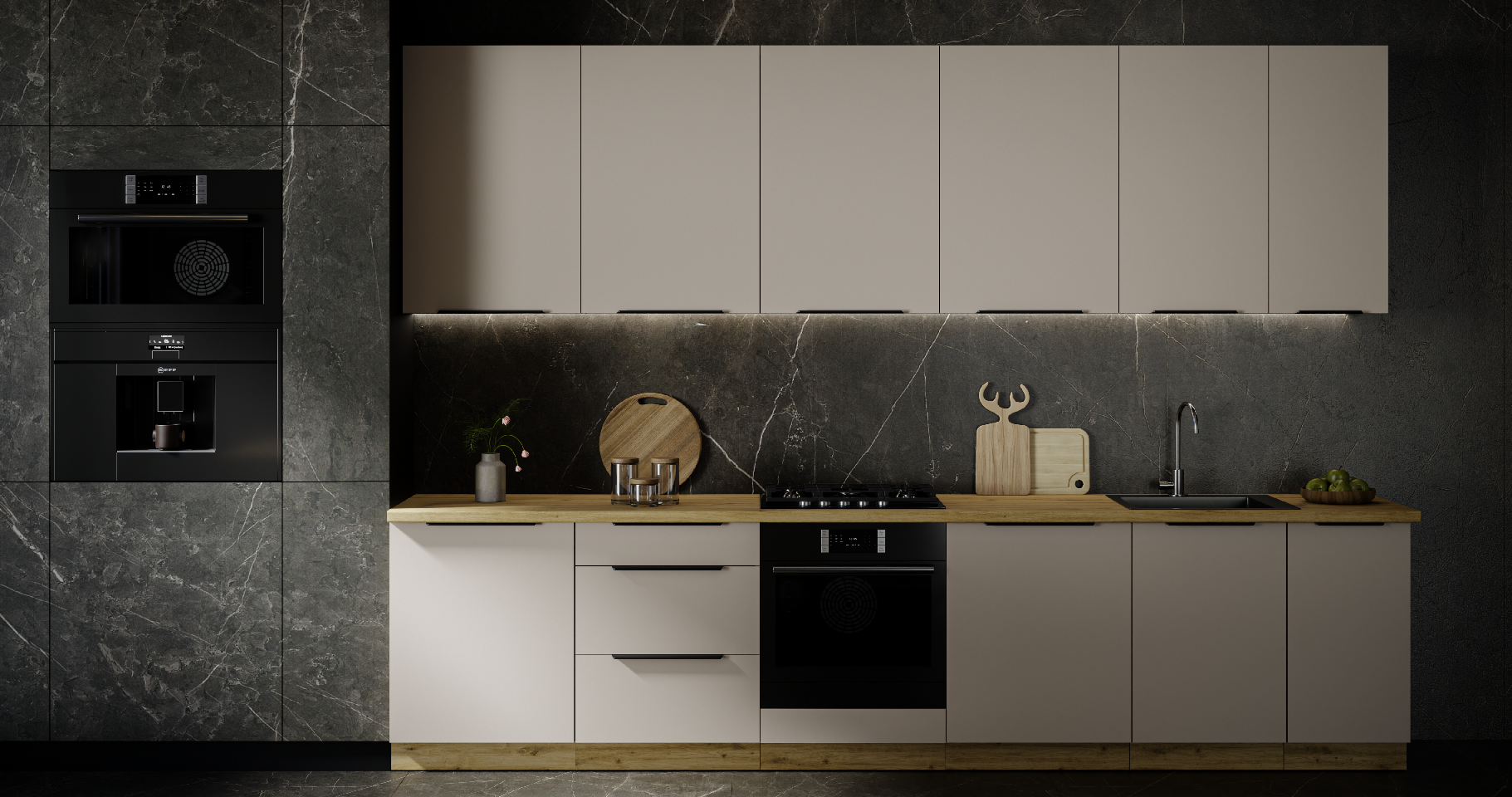 Kuchyňská linka 330 cm Solea 4 Barva korpusu: Dub artisan