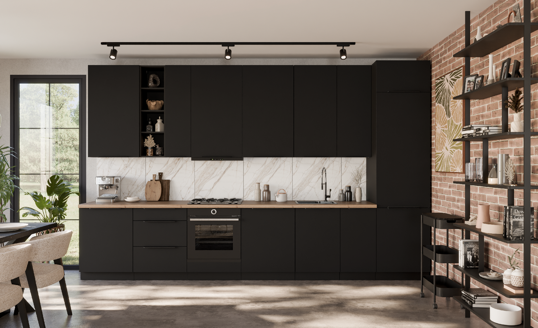 Kuchyňská linka 390 cm Aria 2 Barva korpusu: Černá