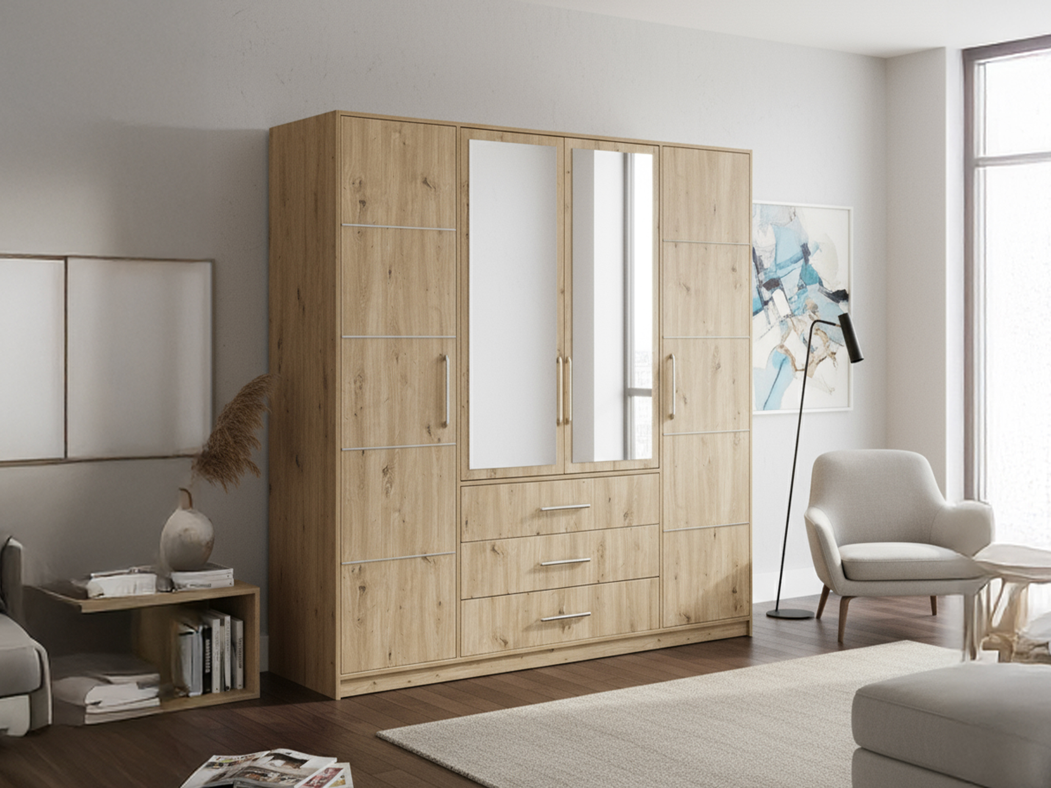 Šatní skříň Bali D4 Dub artisan Barva korpusu: Dub artisan