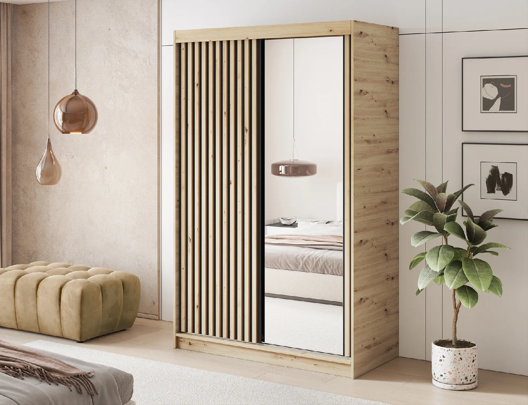 Šatní skříň Emerio II Barva korpusu: Dub - Artisan