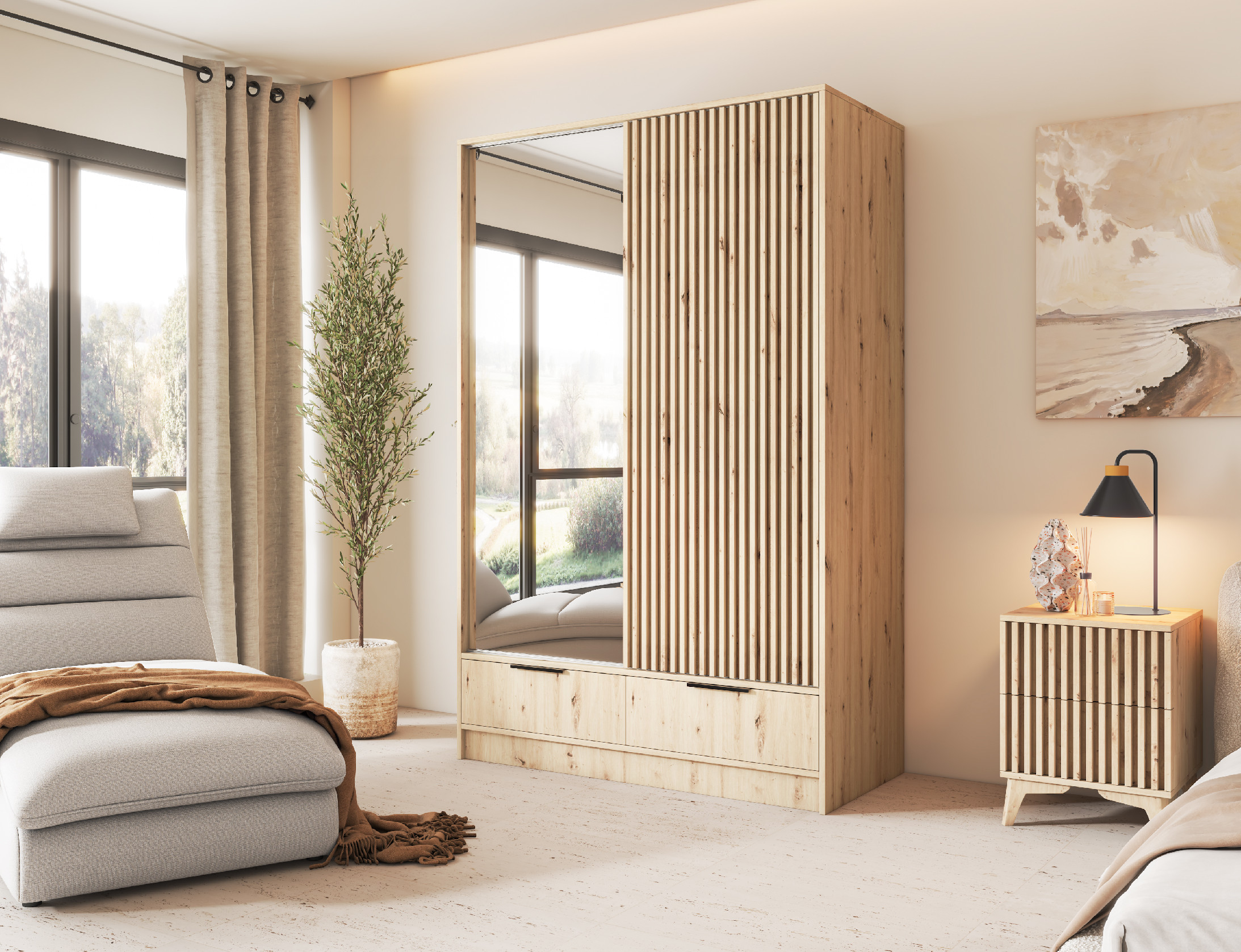 Šatní skříň Voodi II Barva korpusu: Dub - Artisan