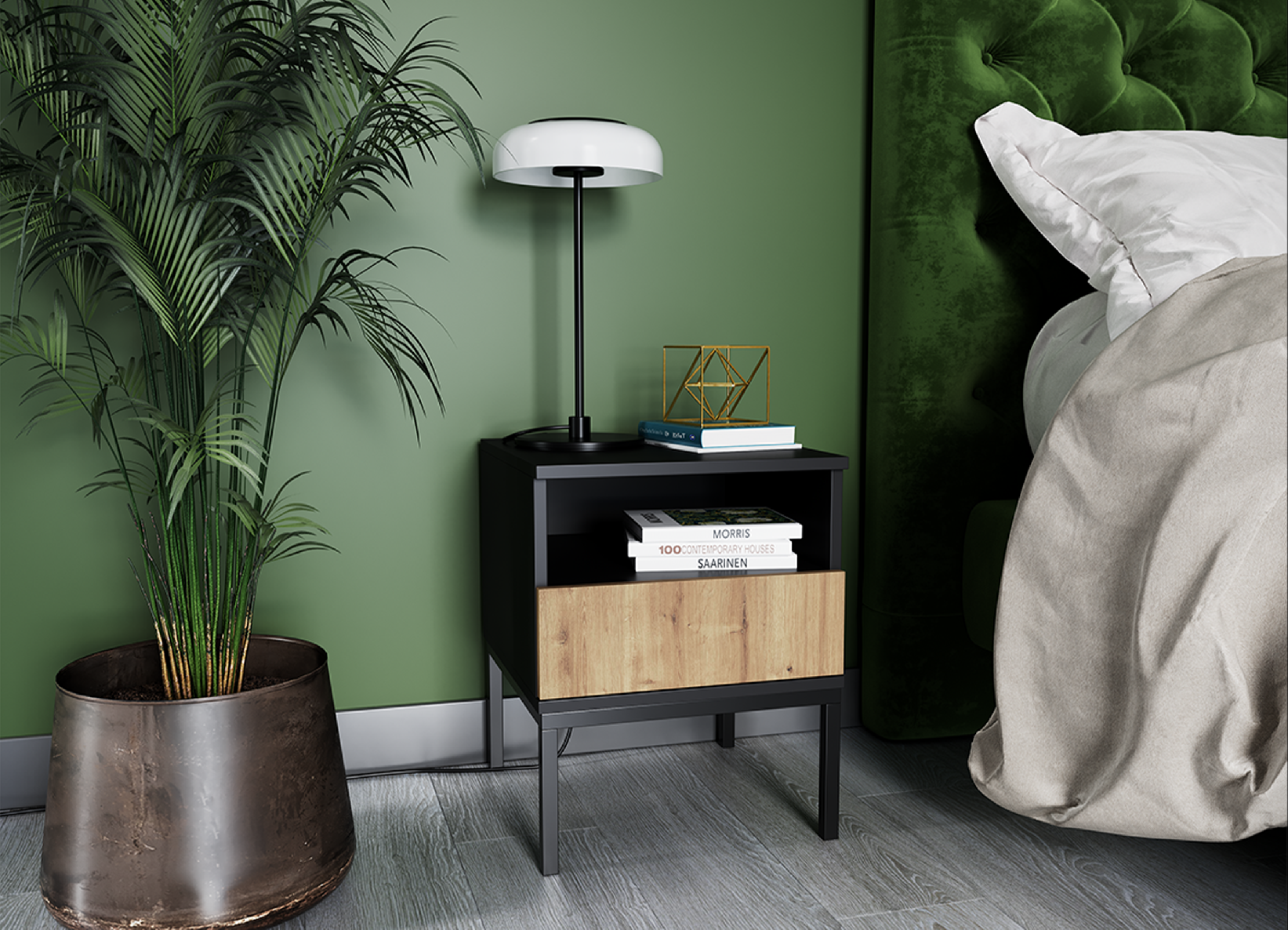 Noční stolek Lanzzi Barva korpusu: Černá