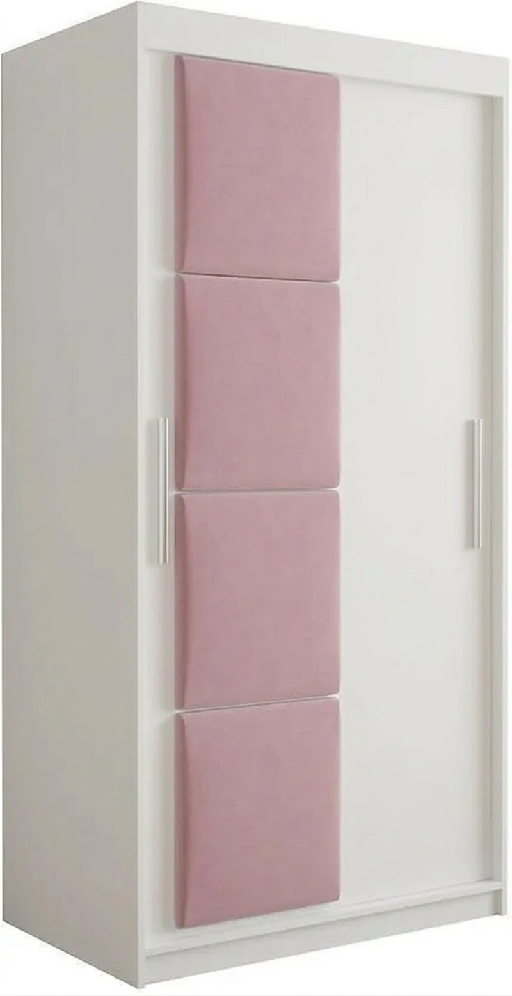 Šatní skříň Abi Tapi - šířka 100 cm - Bílá/růžové panely